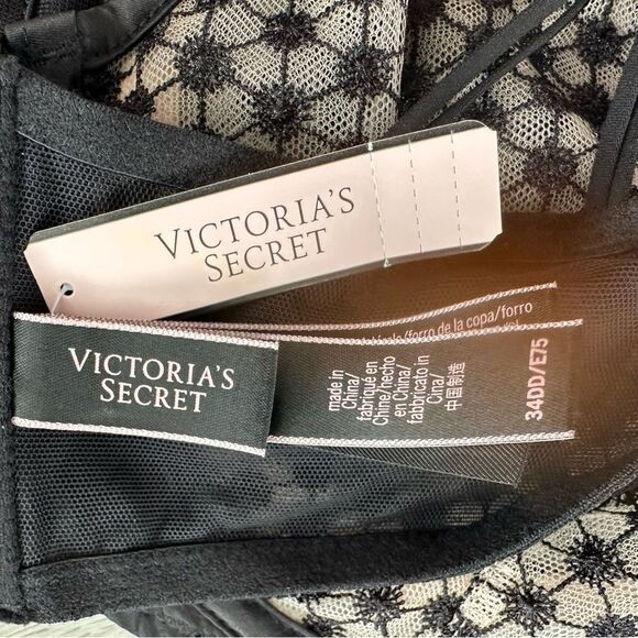 NWT Victoria’s Secret Luxe Starburst Unlined Underwire Bra Black Sheer 34DD - Picture 5 of 6